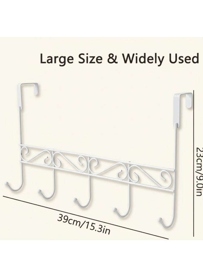دونيكارت علاقة ملابس ومناشف ومعاطف وحقائب تُعلق على الباب | خطافات باب شديدة التحمل للتعليق، لا تحتاج إلى ثقب، 5 خطافات - أبيض - Image 4